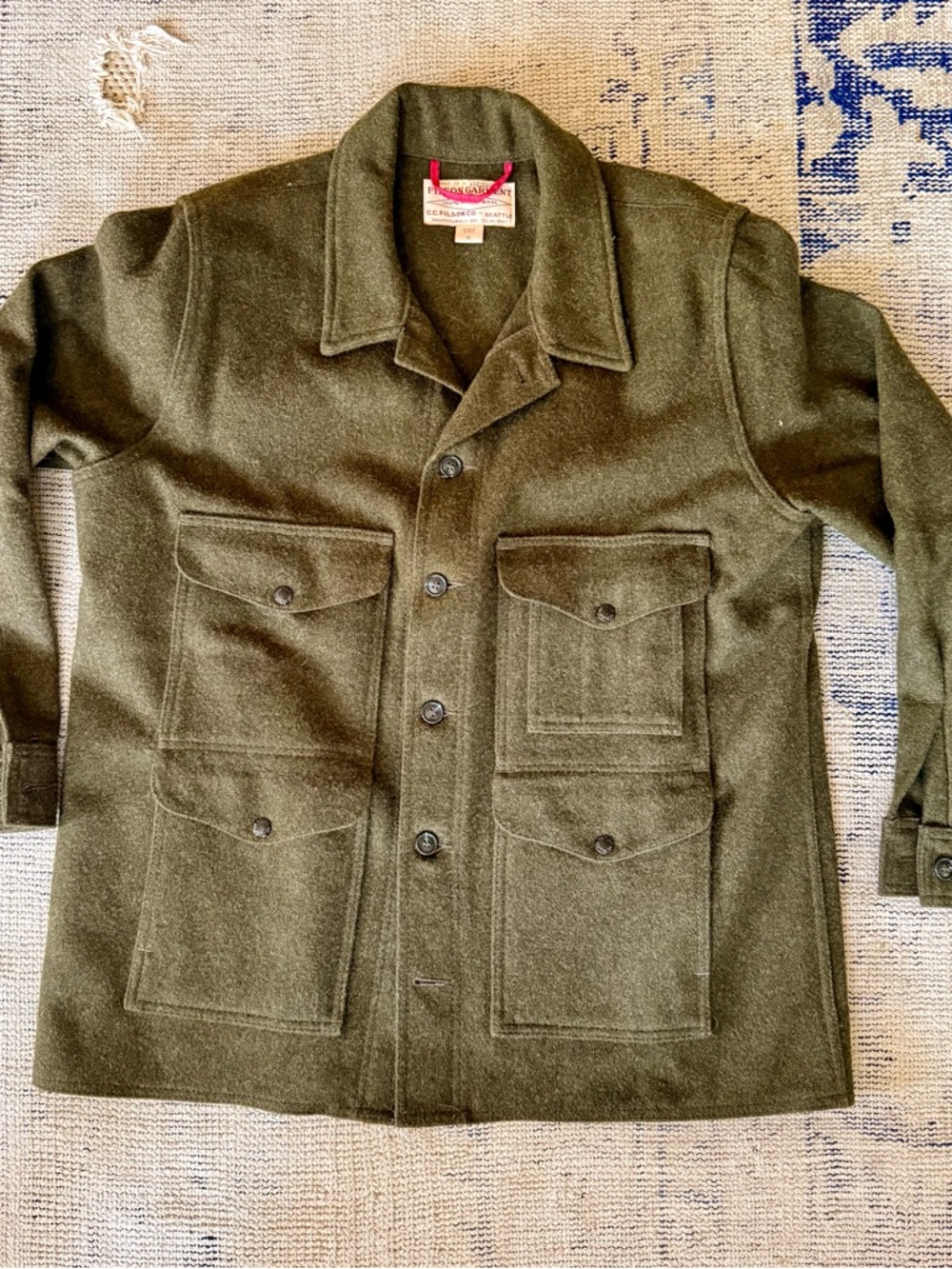 Filson Mackinaw Cruiser Olive Wool-Blend Coat - Picture 9 of 12